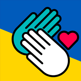 Hands Holding in front of Ukrainian National Colors